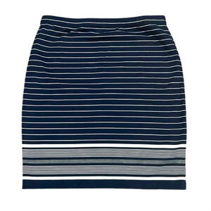 Max Studio Womens striped Skirt Size M Navy White Casual Stretch Nautical